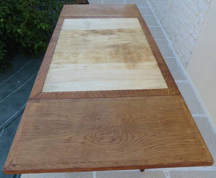 Italian wooden table with 2 extensions from 90 cm to 150 cm, completely restored