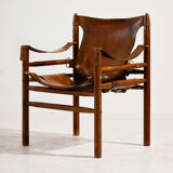 Hungarian calf leather lounge chair and ottoman, set of 2