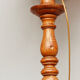 Carved wooden lamp, fiber shade