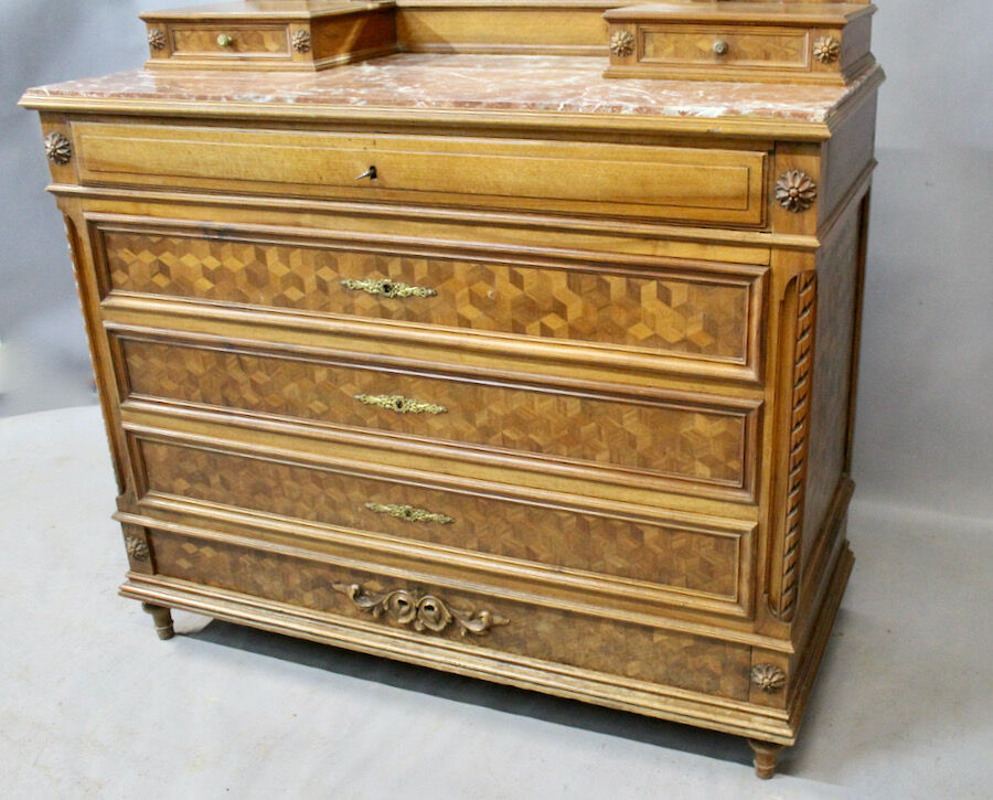 Coiffeuse Marquetée à 5 Tiroirs Et Psyché 1925