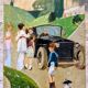 Tableau huile sur toile scène de famille