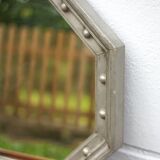 Vintage mirror, wooden mirror covered with tin, tin mirror from the 60s