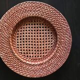 Set of 6 wicker and rattan undertributions