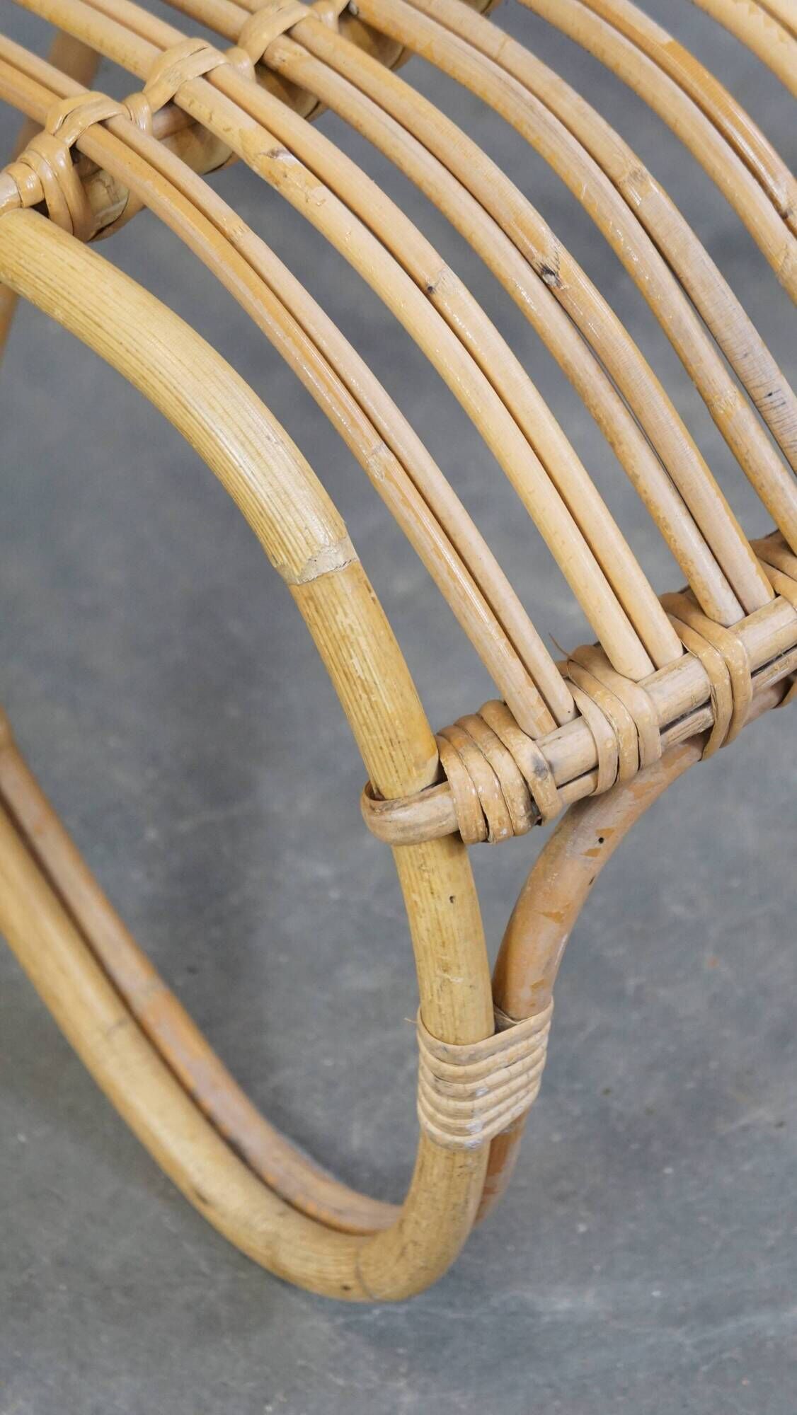 Vintage 1950s Dutch design rattan armchair with organic shapes