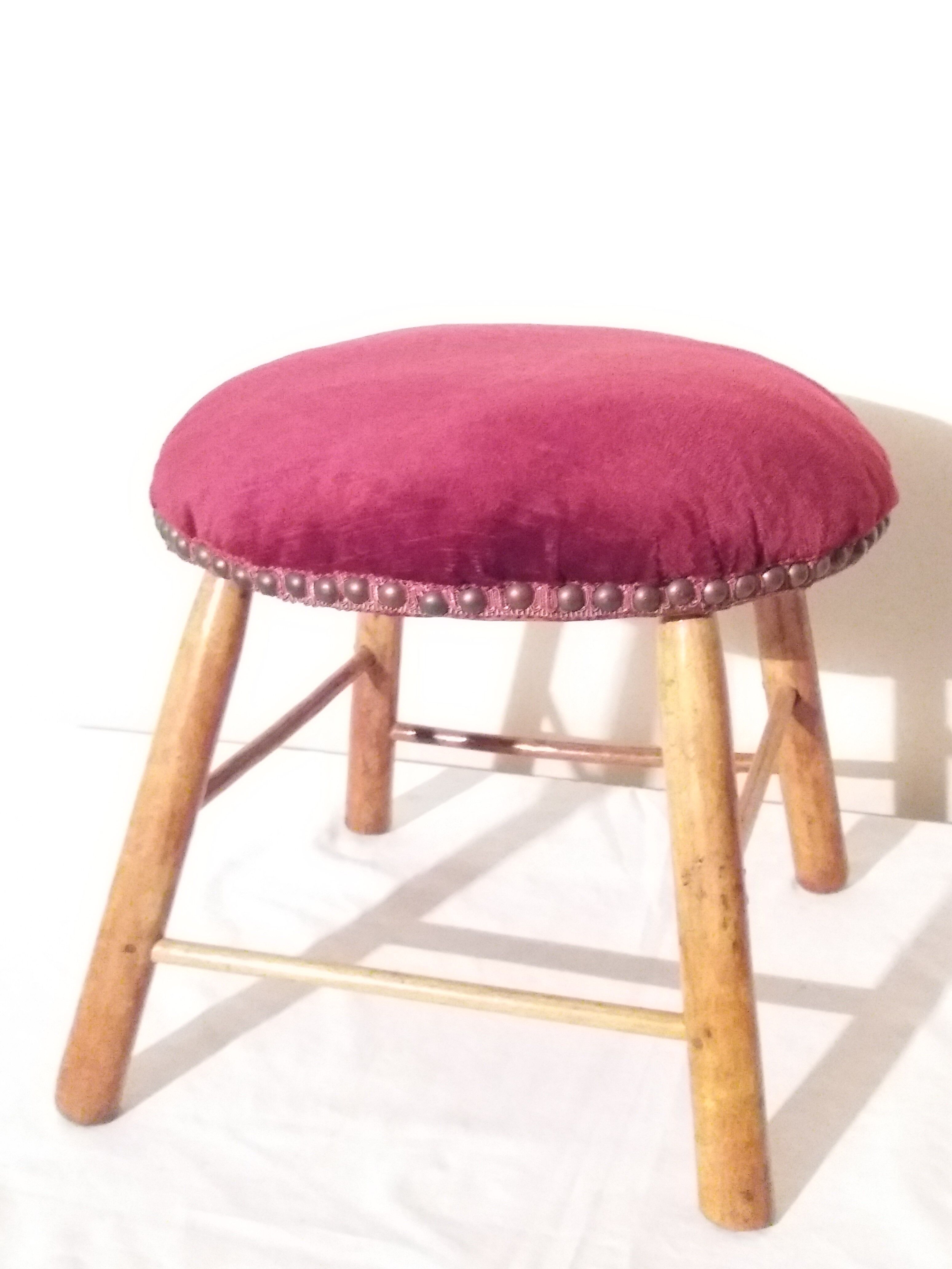 Old stool pads velvet red