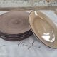 Lot de 6 assiettes à dessert en faïence van well en camaïeu de brun, ocre et gris, liseré brossé