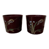 Pair of vintage Asian patterned flowerpots from the 1980s
