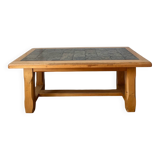 Brutalist wood and ceramic coffee table