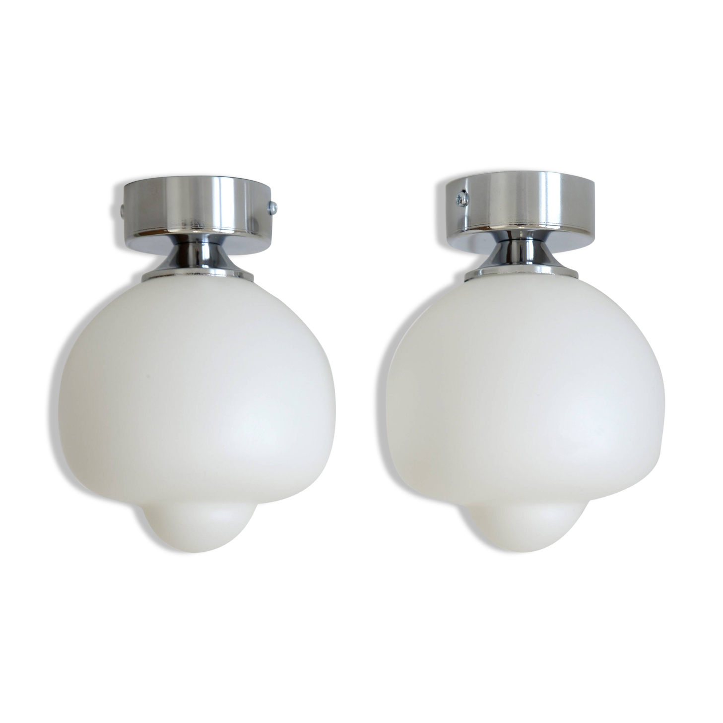 Set Of 2 Milk Glass Sconces, Redesign Vintage Wall Lamps, Ceiling Lightings
