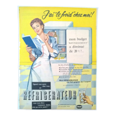 Paper advertisement subject refrigerator fridge from a period magazine