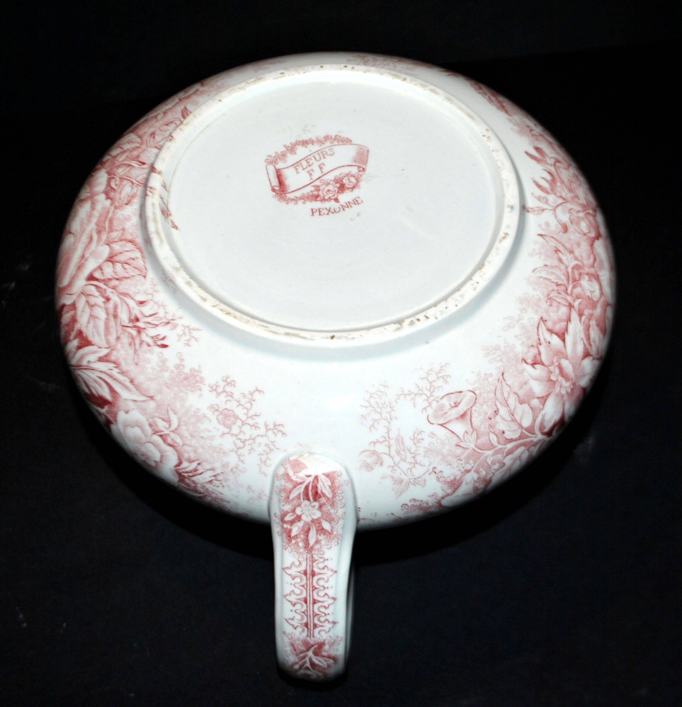 Pexonne earthenware vase/jug with a red floral rustic design