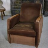 Pair of Art Deco velvet club chairs in the style of Jules Leleu, 1930s