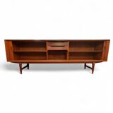 X-Large teak sideboard with tambour doors, Omer lefevre 1960s Belgium