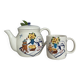 Teapot/coffee maker set with mug slip pattern breakfast hand-painted pieces