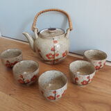 Enamelled ceramic tea service Japanese style décor