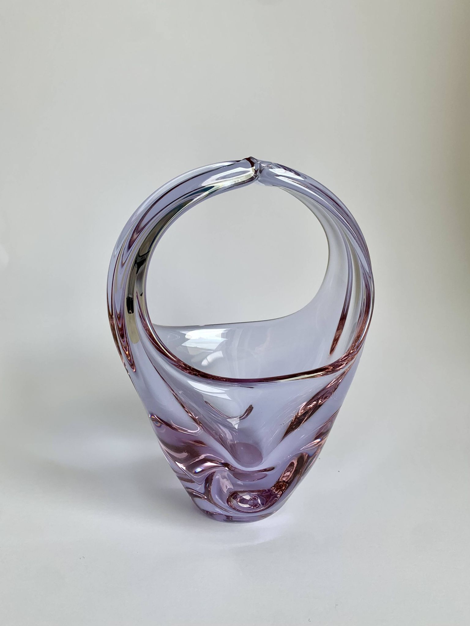 Vintage Art Glass Basket by Miroslav Klinger, 1960s