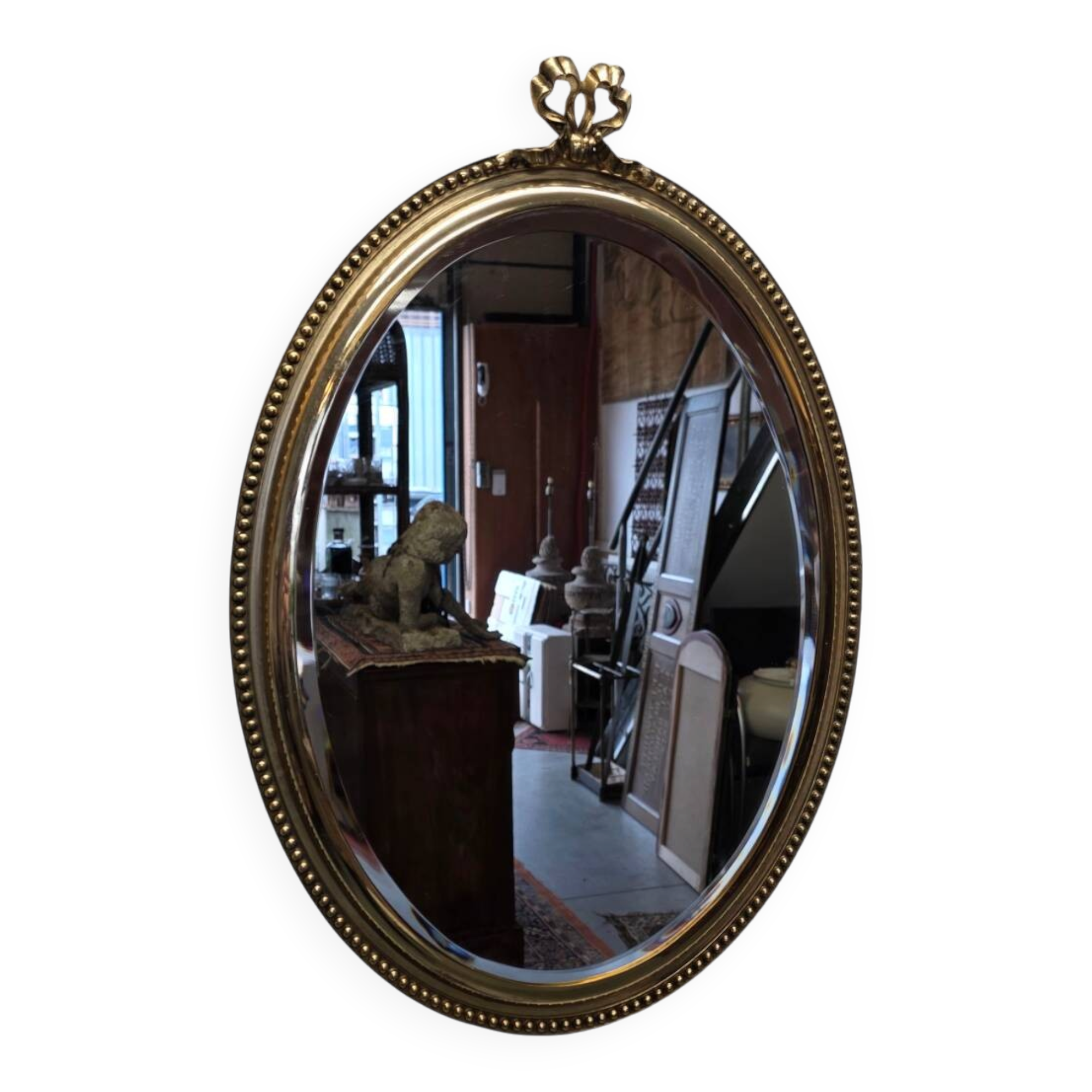 French classic Style Brass Mirror With Bow, 1950/60s