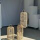 Large lantern-shaped rattan pendant lamp H50 D24