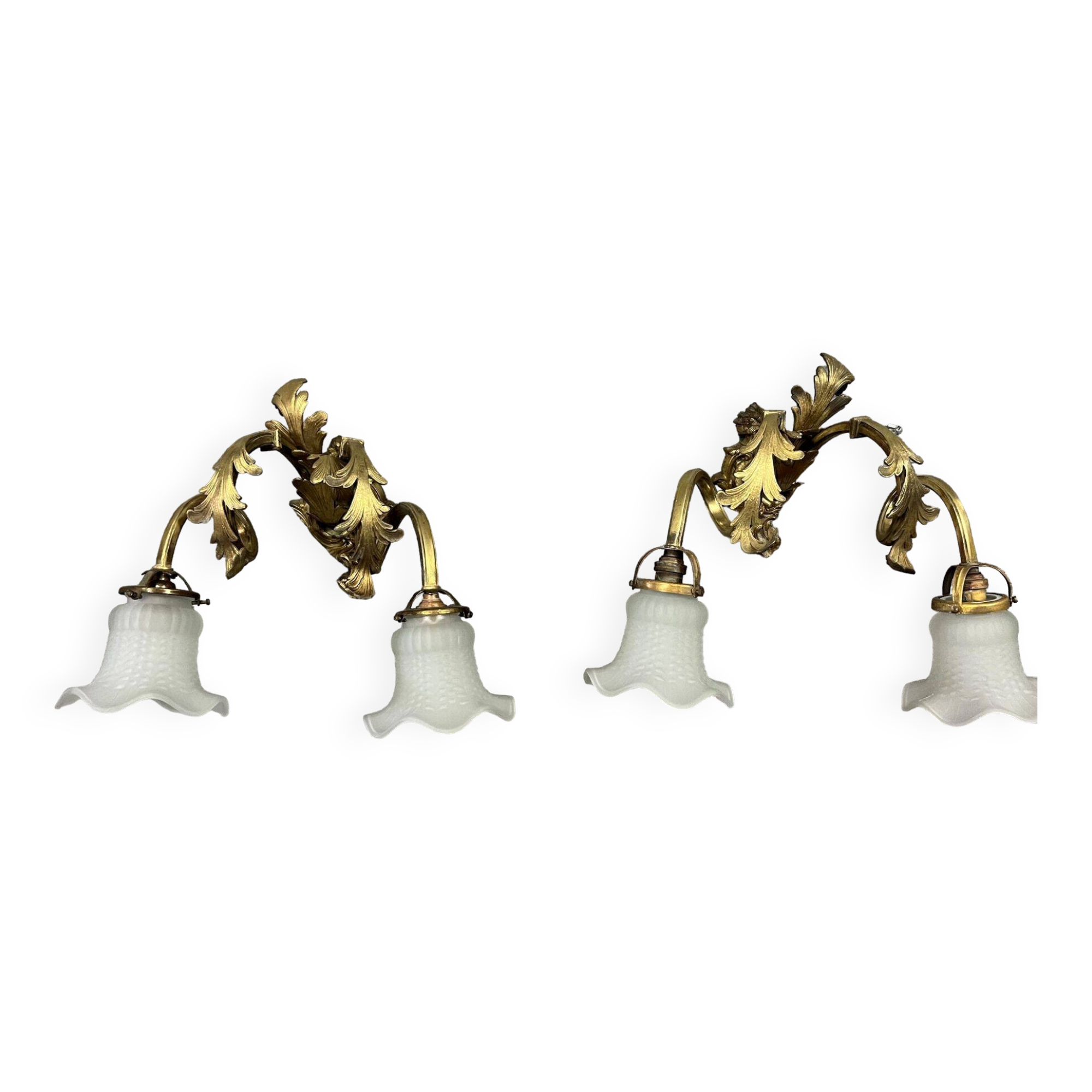 Pair of Napoleon III period wall lights in gilded bronze circa 1880