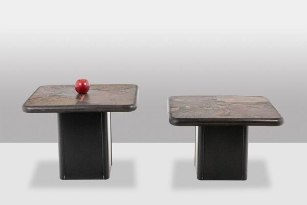 Paul Reinier Kingma. Paire de tables de style Brutaliste. Années 1970.