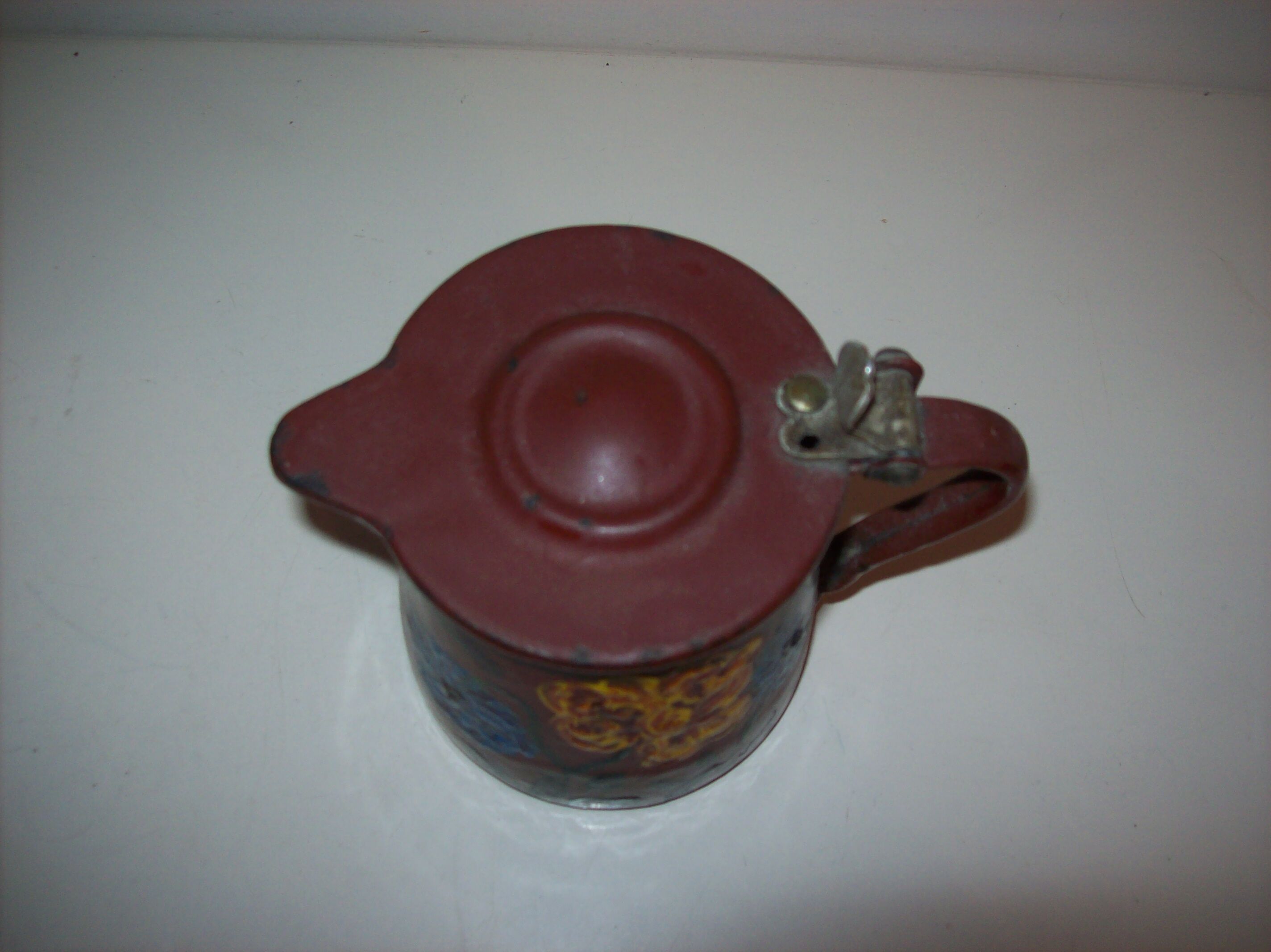 Painted enamelled teapot