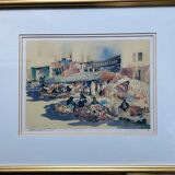 Numbered litho painting "Ladies souk" signed Spencer W. TART (1942) Orientalist
