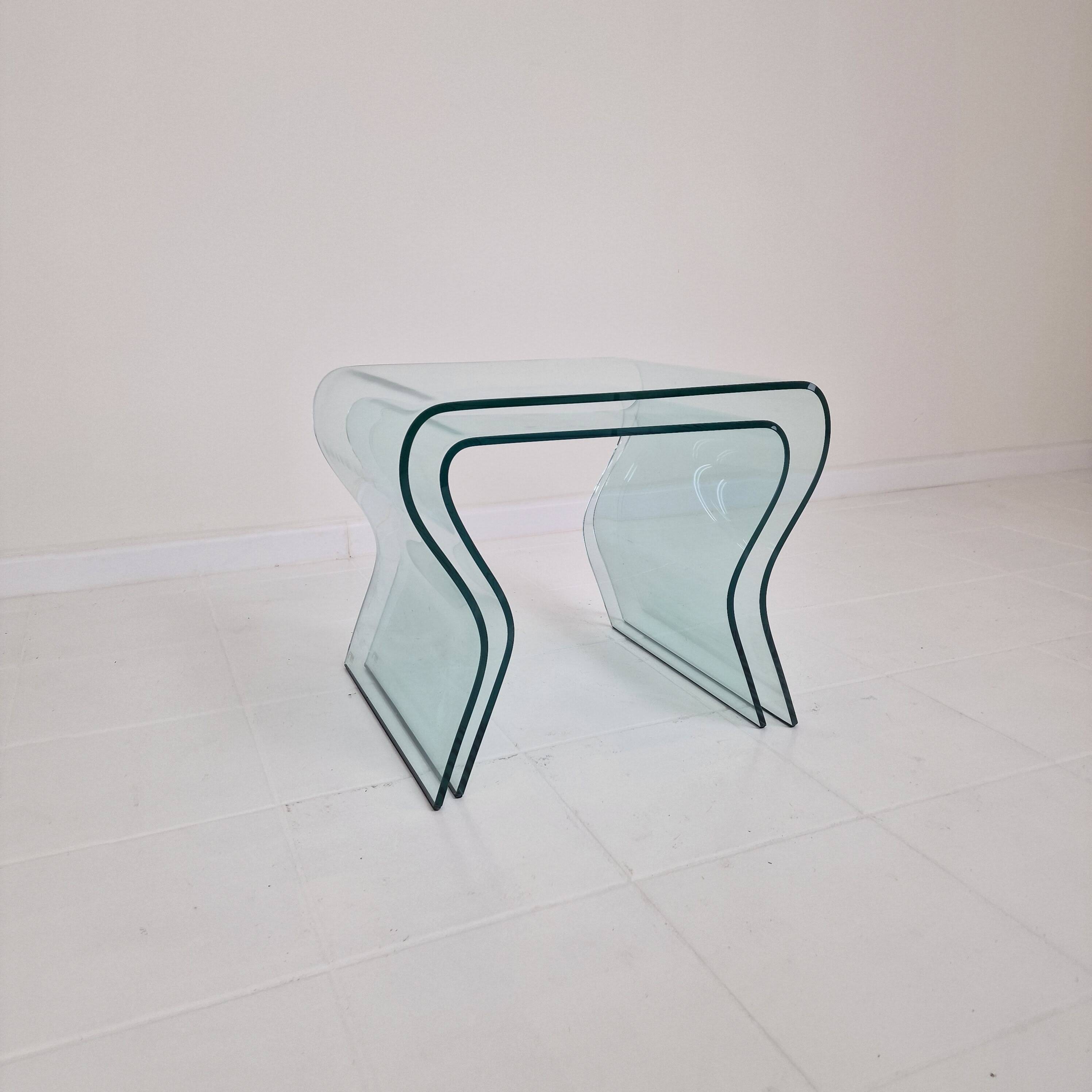 "Tango" Glass Nesting Table Set by Fabio Di Bartolomei for Fiam Italia
