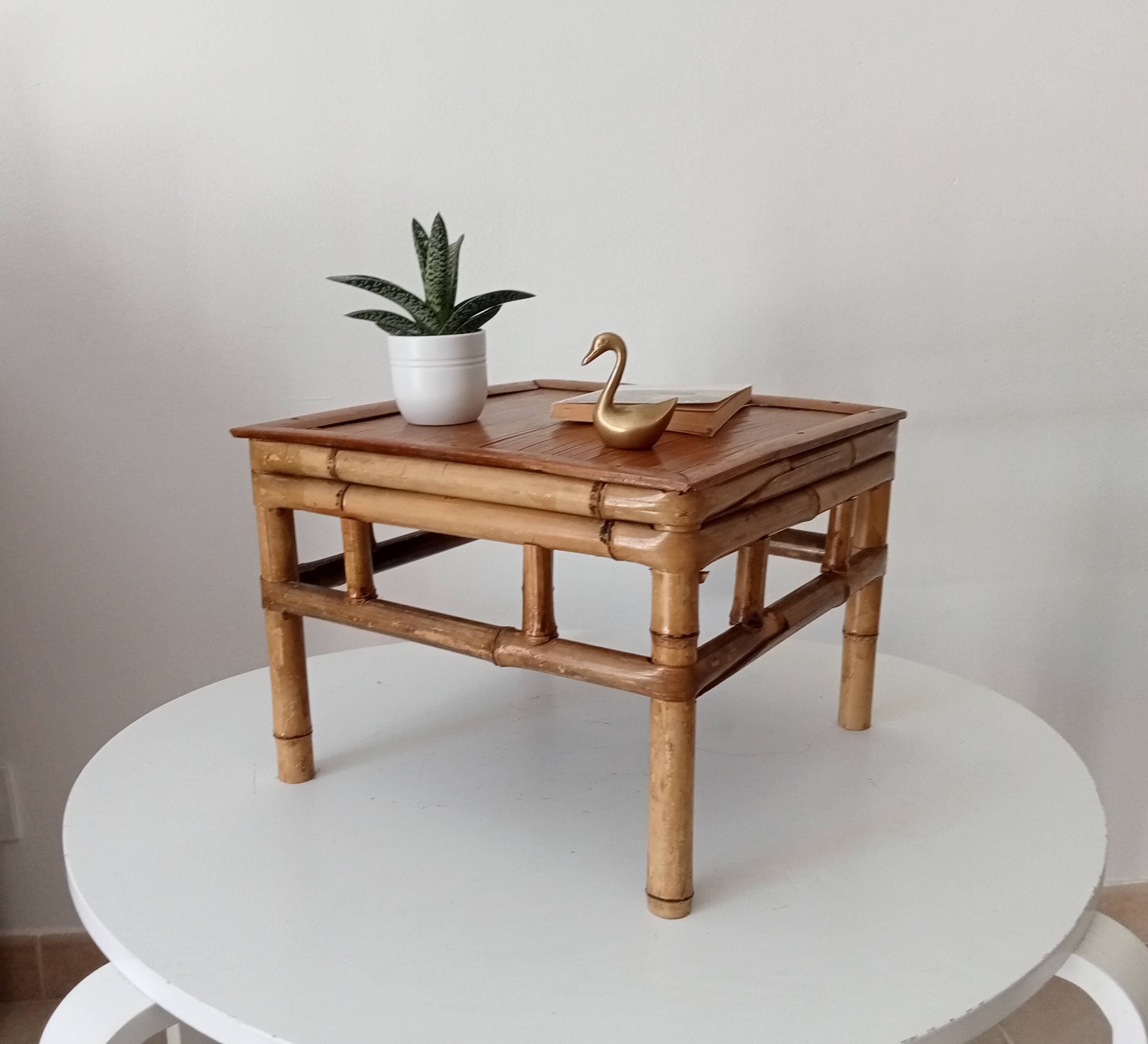 Vintage bamboo bedside table from the 70s.