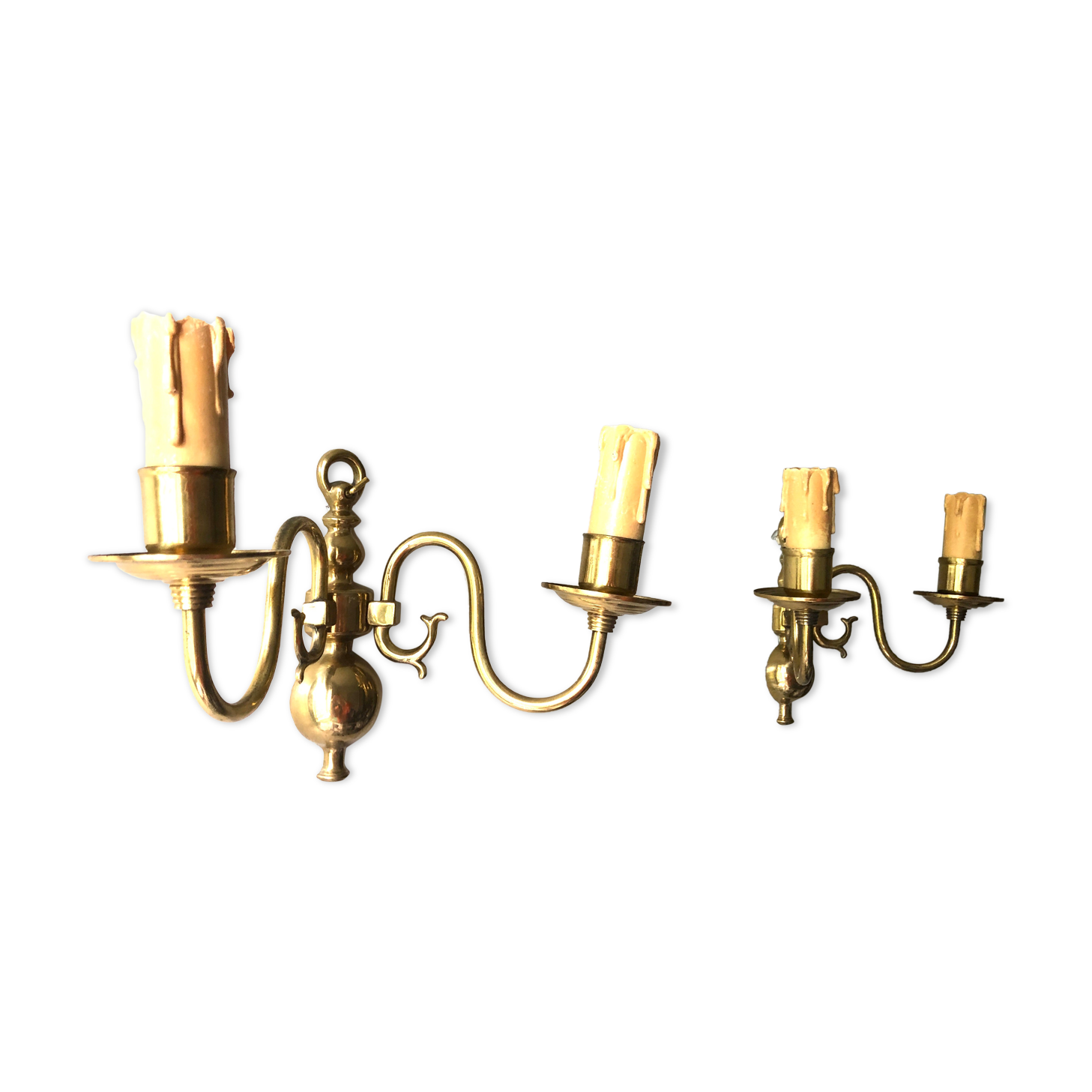 Pair of double sconces in gilded brass 1950