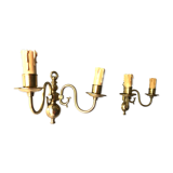 Pair of double sconces in gilded brass 1950