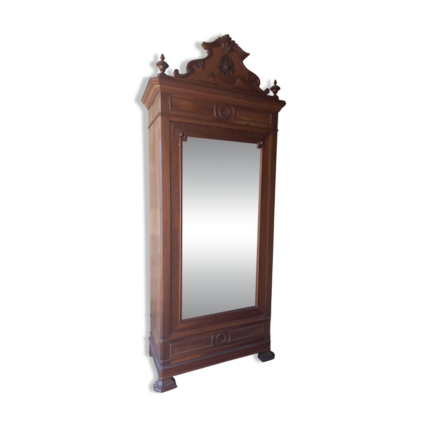 Superb Empire-style wardrobe in solid walnut.