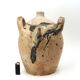 Traditional wabi-sabi stoneware ceramic jar with handles, 1900