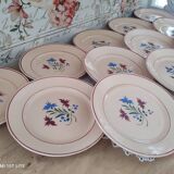 Set of 12 flat plates 30s earthenware K&G Lunéville model Denise