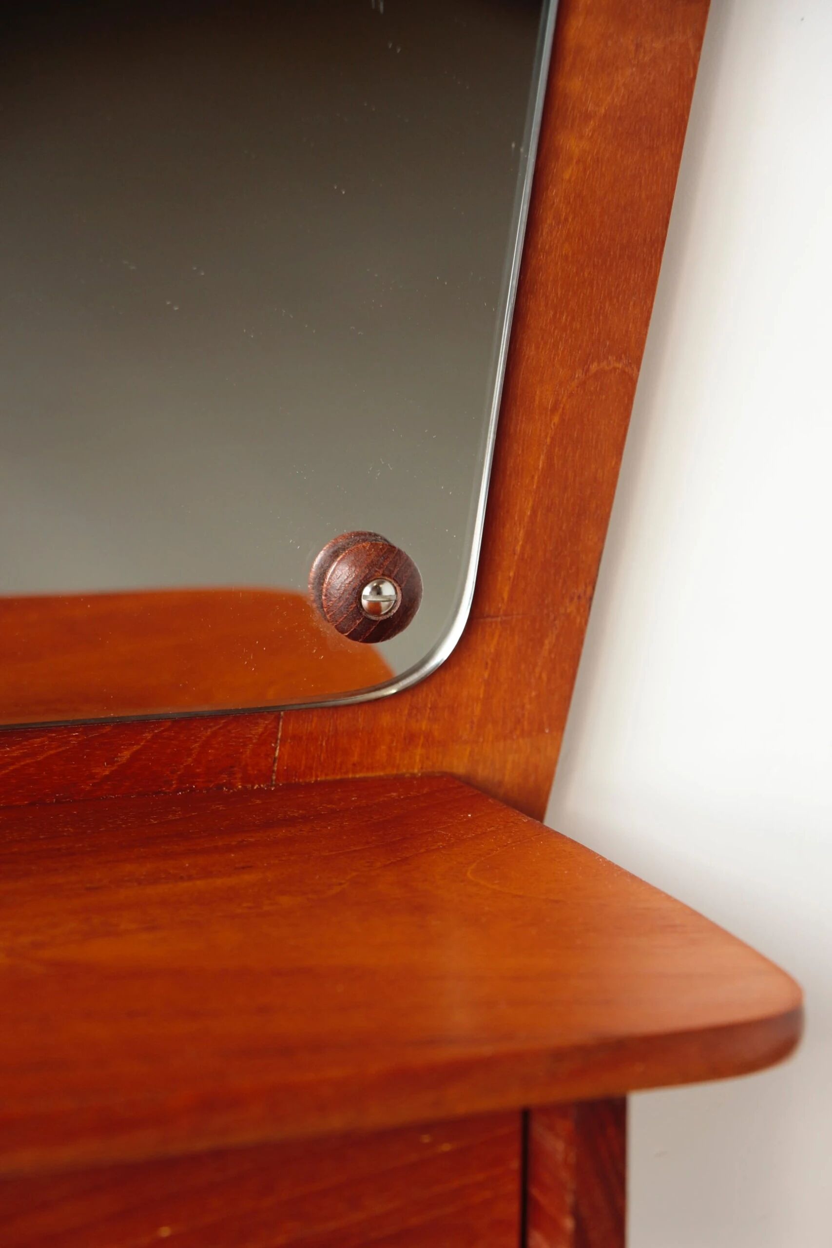 Scandinavian wall mirror in teak with drawers – mid-century Danish design