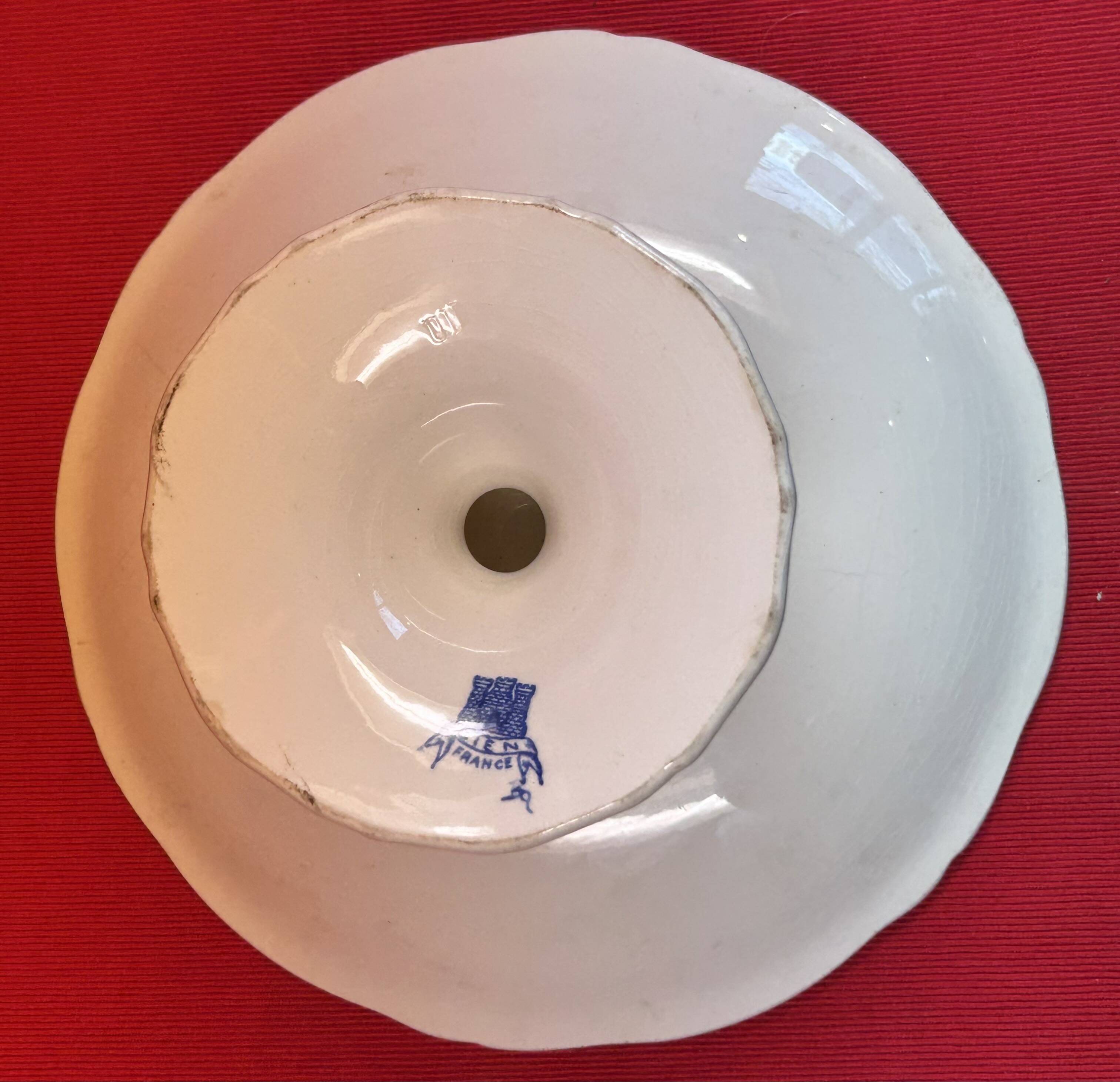 Gien compote dish with peony decoration 24 x 11 cm