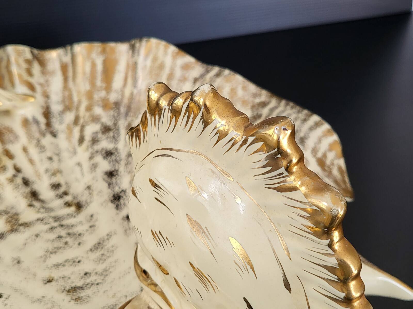 IMPORTANT ITALIAN CERAMIC FRUIT BOWL 1960 FISH UNDER SHELL