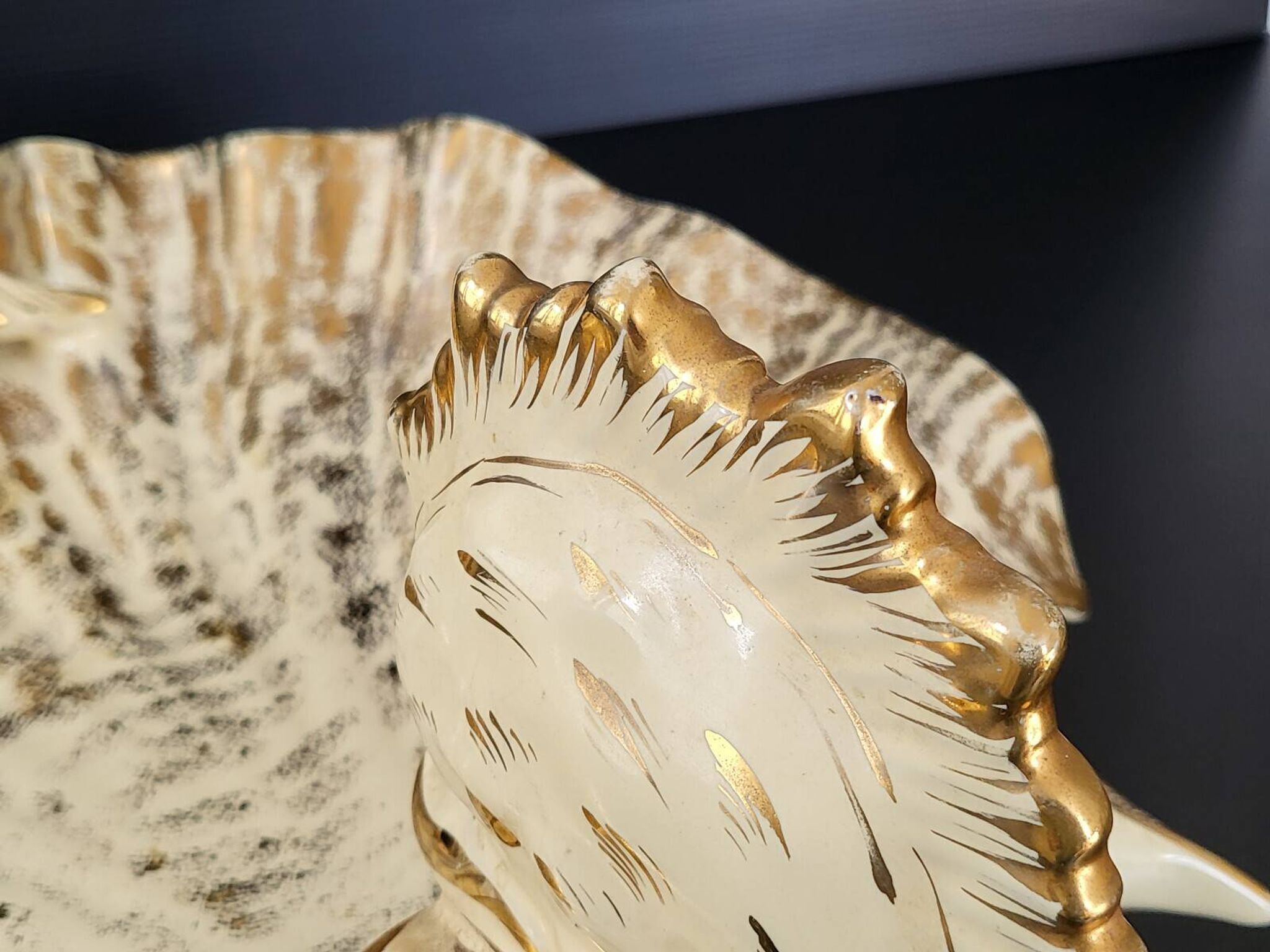 IMPORTANT ITALIAN CERAMIC FRUIT BOWL 1960 FISH UNDER SHELL