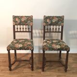 Pair of henri ii style chairs with tapestry