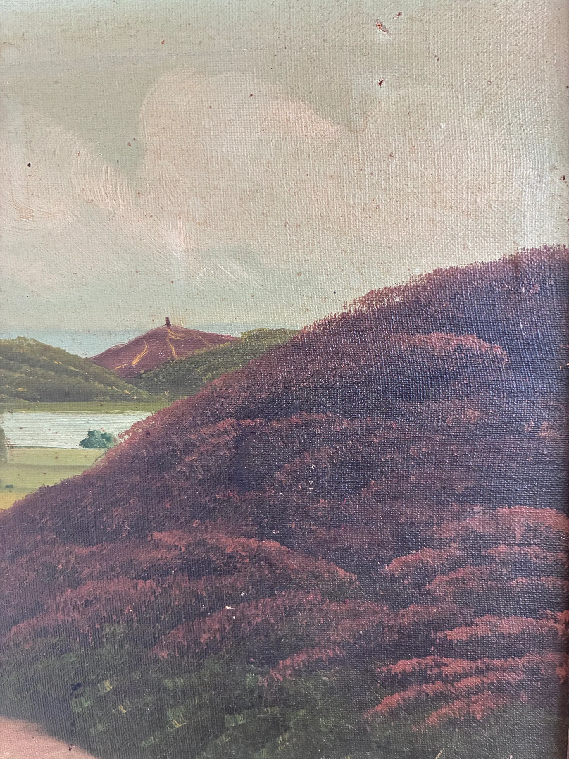 Vintage original landscape oil painting, signed countryside cottage art