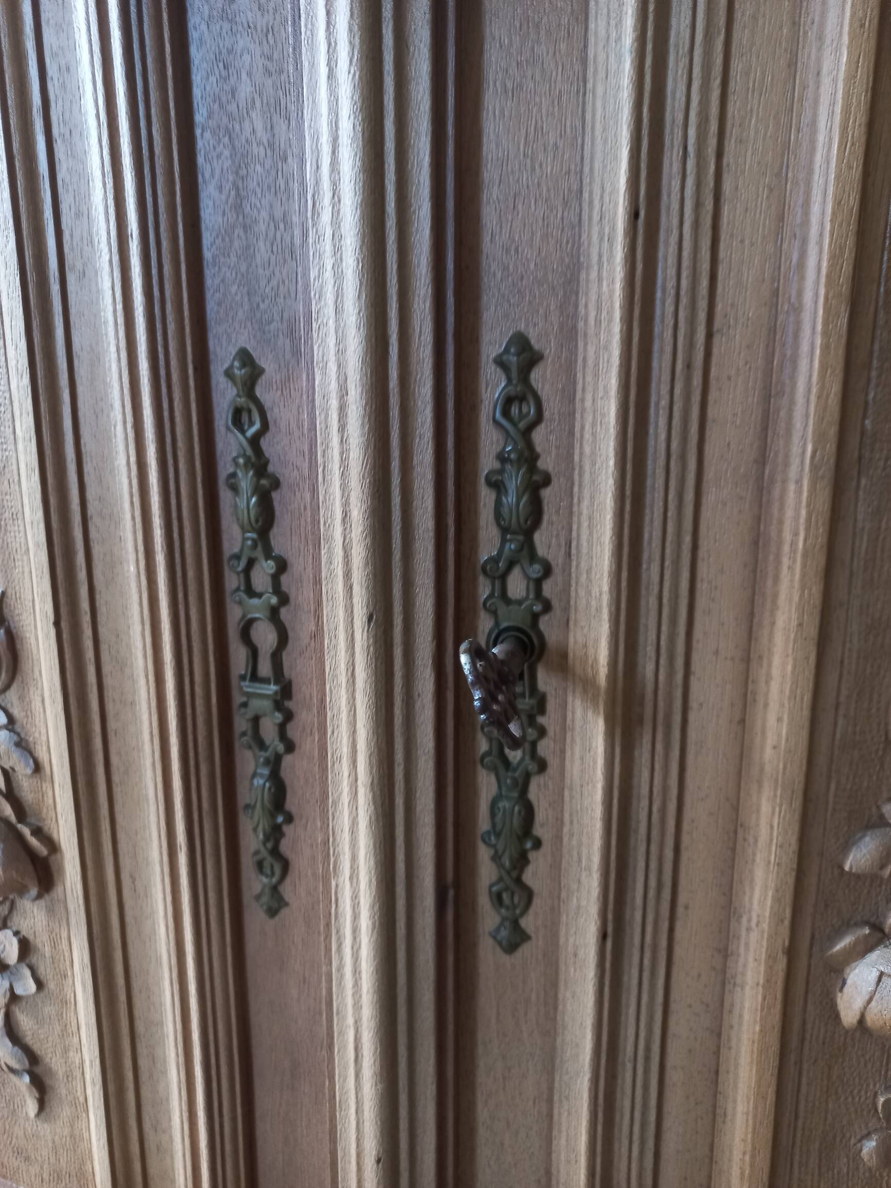 Old sandblasted walnut low sideboard