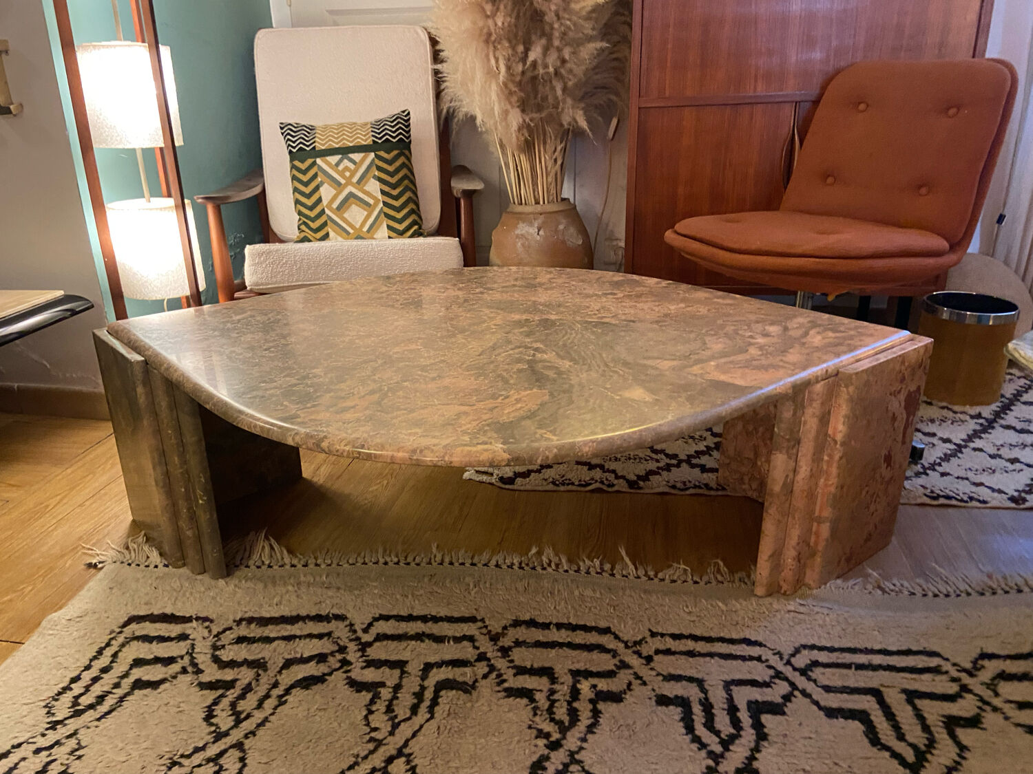 Vintage pink marble eye coffee table
