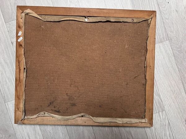 Paysage maritime, vue sur la ville, bâtiment, église, arbre - peinture