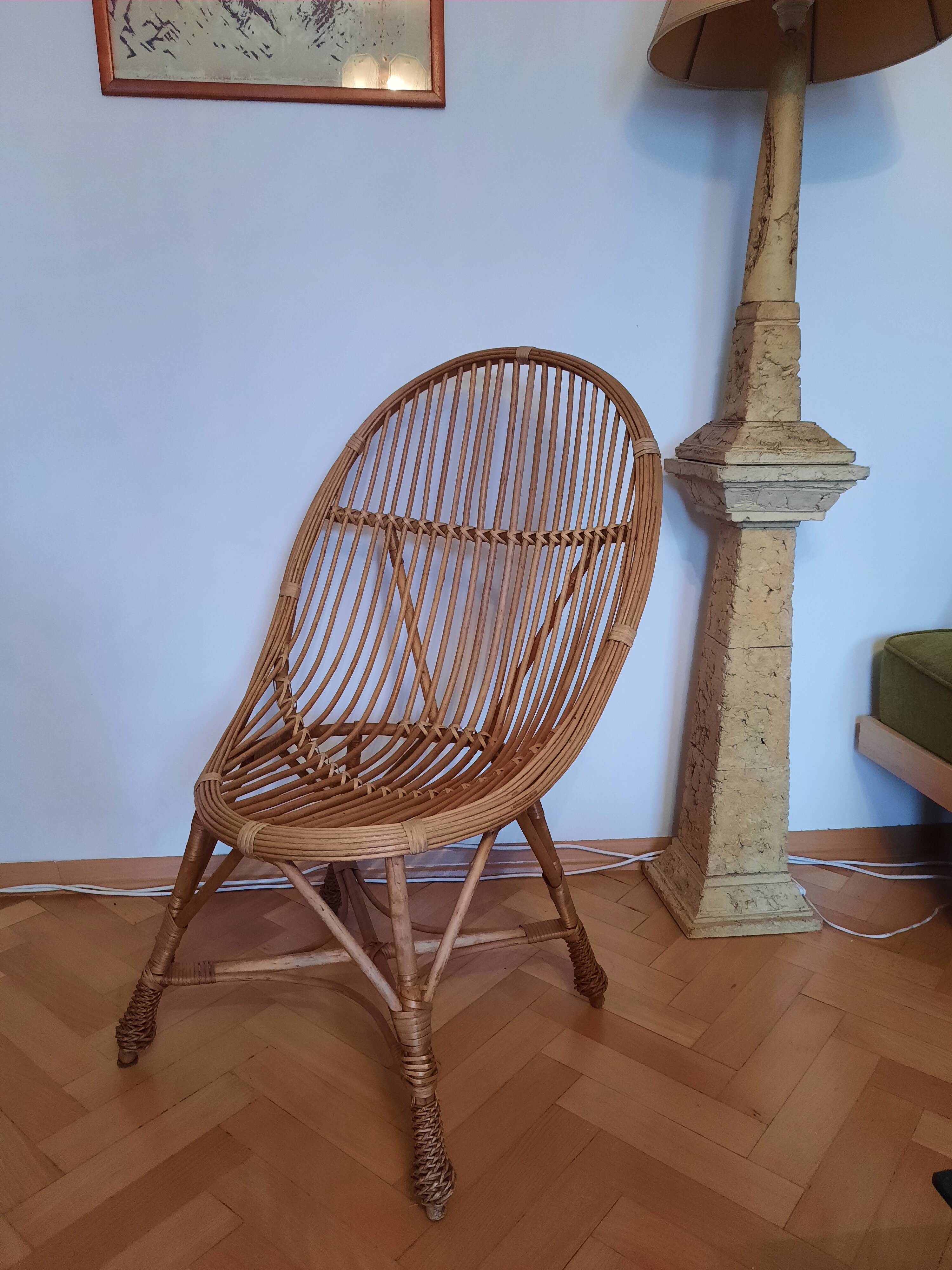 Rattan basket armchair