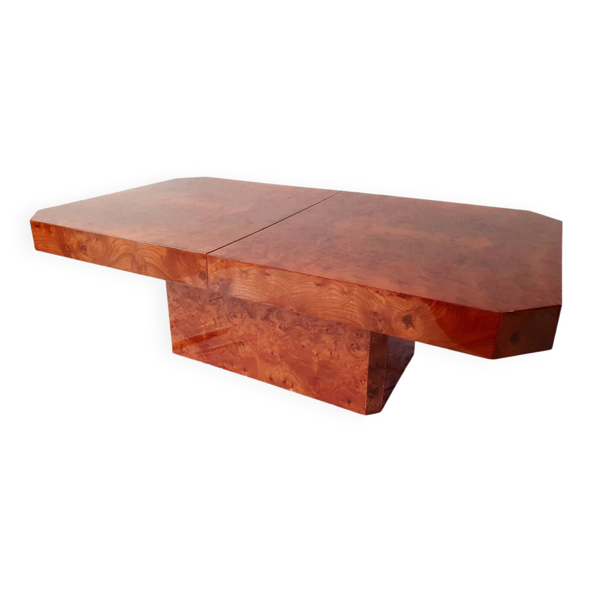 Elm burl coffee table, 70s