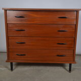 Teak chest of drawers and metal feet
