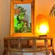Vintage Spanish mirror in natural bamboo, 1950.