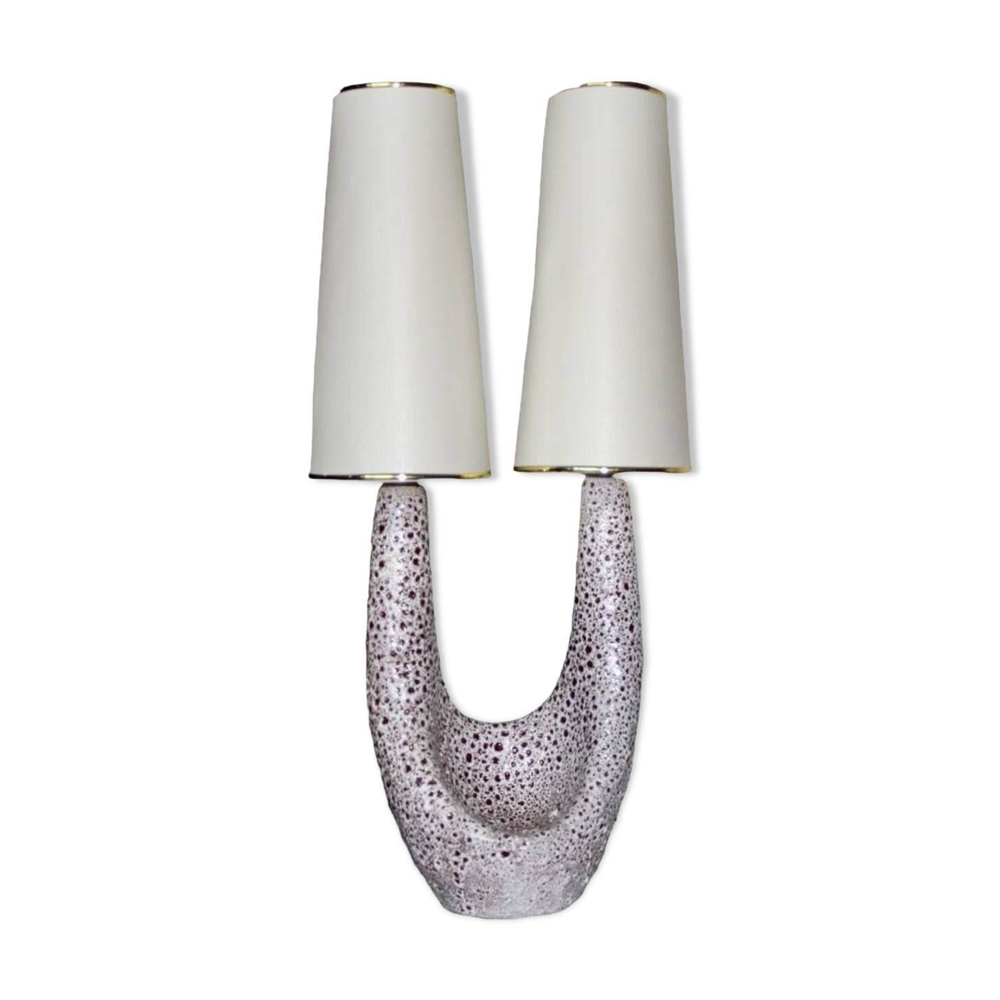 Large ceramic free figure lamp signed Le Vaucourt Vallauris