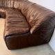 Large modular sofa with brown leather armchair 80s design dreipunkt vintage sofa