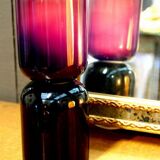 Lampe diabolo en verre violacé France 1970