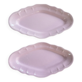 Pair of Salins pink earthenware dishes